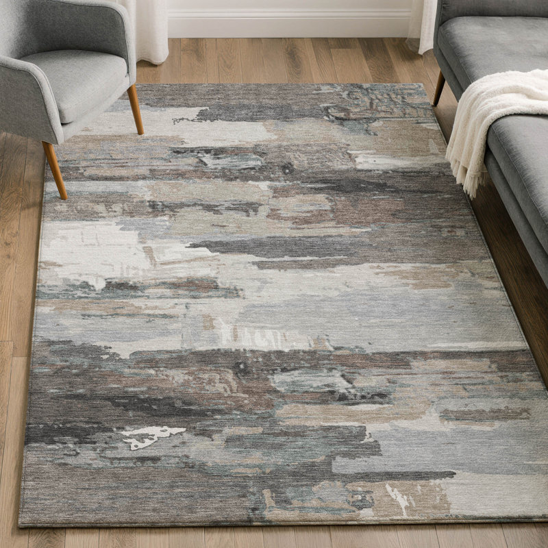 Premium Machine Washable Mayfield AMF2249 Abstract Rug, 8' x 10', Taupe