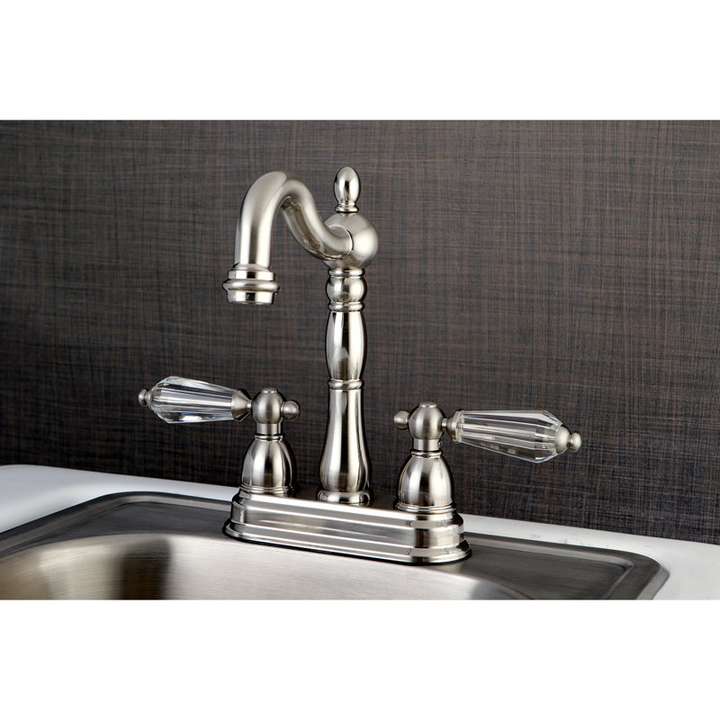 Kingston Brass Wilshire Two-Handle 2-Hole Deck Mount Bar Faucet, Brushed Nickel