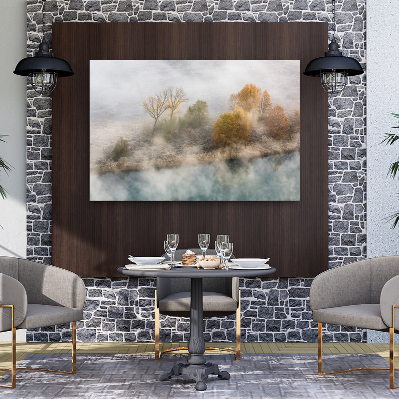 Misty Autumn Lake Ethereal Peaceful Serene Autumn Landscape Wall Art Print by Roberto Marini - Print, 101.6cm H x 152.4cm W