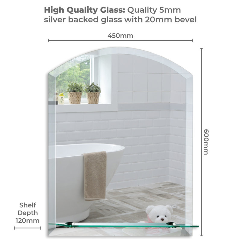 Selph Arch Vanity Mirror with Shelves, 60cm x 45cm