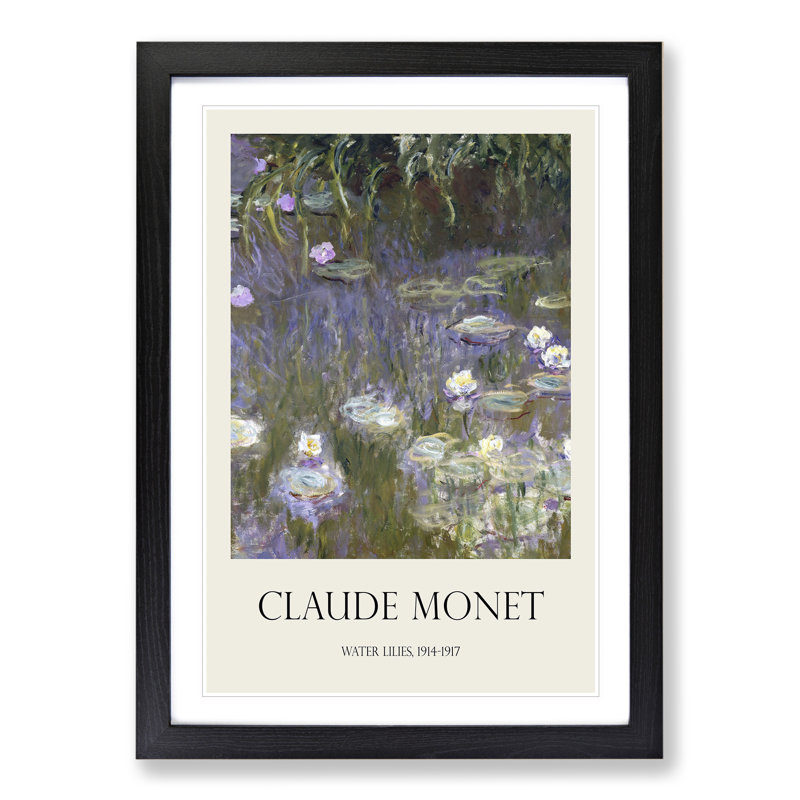 Water Lilies Lily Pond Vol.25 by Claude Monet - Picture Frame Art Prints, 65cm H x 48cm W x 2cm D, Black Framed