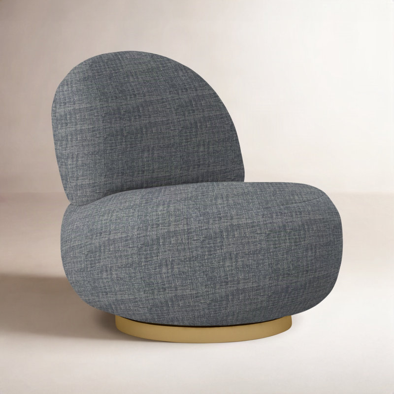 Lulu 29'' Wide Swivel Side Chair, Cream Chenille 1548-002, Antique Gold