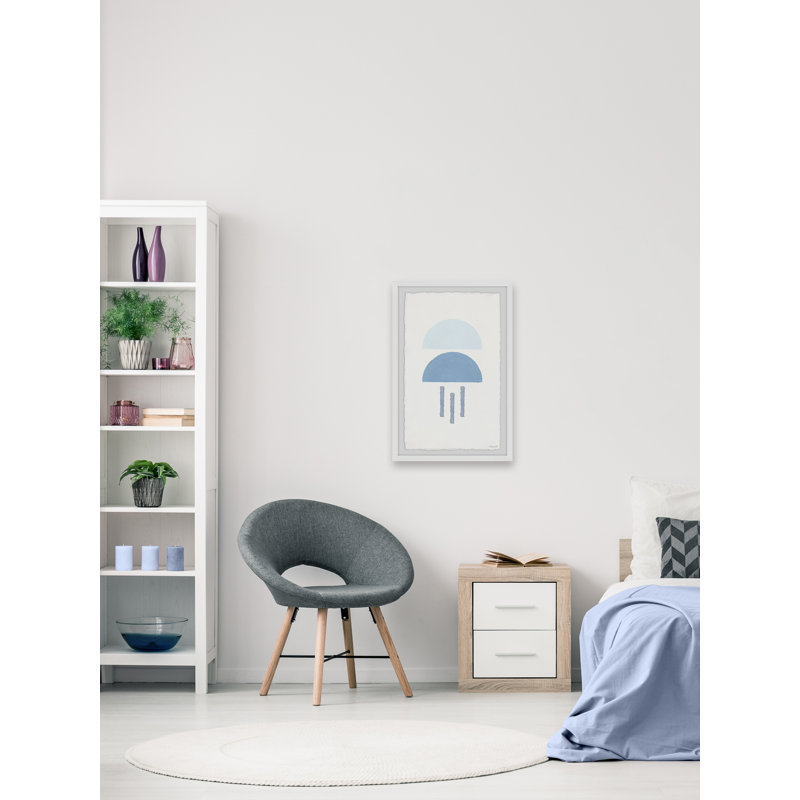 Blue Half Circles And Sticks - Single Picture Frame Painting, 61 cm H x 41 cm W