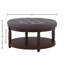 Grande table basse ronde en lin gris foncé, tablette de rangement en bois, structure robuste, assise de 45,7 cm (18 pouces), capacité de charge de 136 kg (300 livres), usage intérieur/extérieur, montage facile et rapide en 5 minutes, structure grise, 82,5 cm (32,5 pouces) de hauteur.-1685886810-1685886822