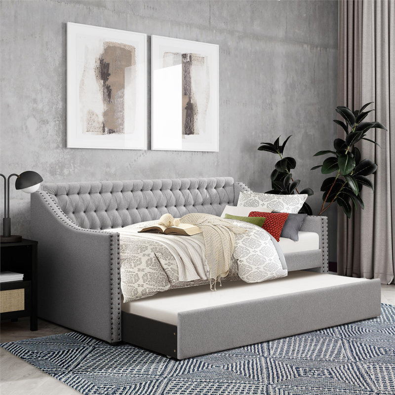 Upholstered Bed, Grey
