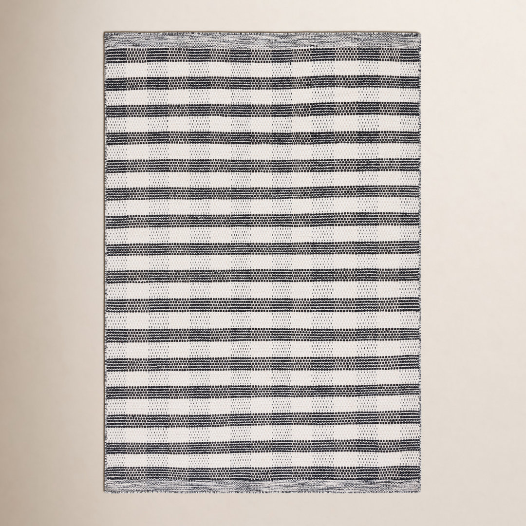 Striped Kilim 807 Area Rug In Black / Ivory Birch Lane™ Rug 