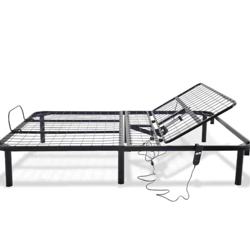 Black Full Adjustable Bed With Single Head Up Movement, Strong Steel Construction, Simple And Fast Installation, 850 Lbs Capacity, 75 In Depth, 53 Width, 14 Height Function Only, Base, Assembly,