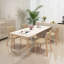 4 - Person White + Burlywood Rectangular Sintered Stone + Solid Wood Dining Table Set-125216957