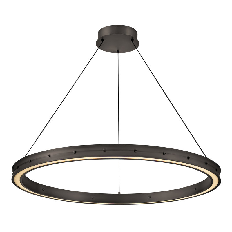Althea Integrated LED Modern Round Chandelier, Satin Black, 31.5" H x 38" W x 38" D
