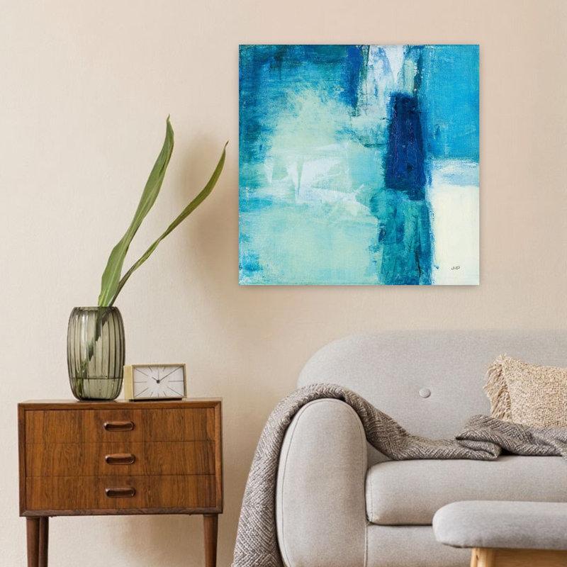Coastal Rhapsody II avec art abstrait aqua, H 24 po x l 24 po