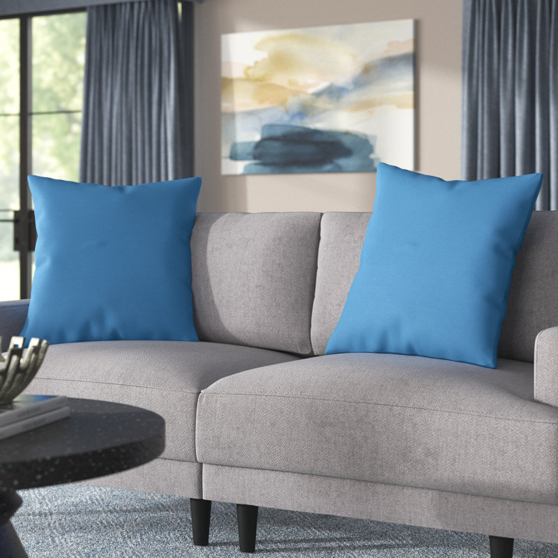 Housse et insert de coussin d'extérieur carré Borgey, Turquoise / bleu, H 20 po x l 20 po x P 6 po