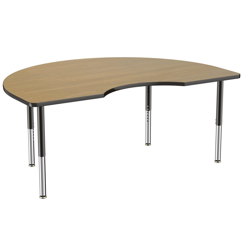 Table d'activité thermofusionnée avec pieds réglables 48 po x 72 po - chêne Pasadena / noir, Brun / Noir
