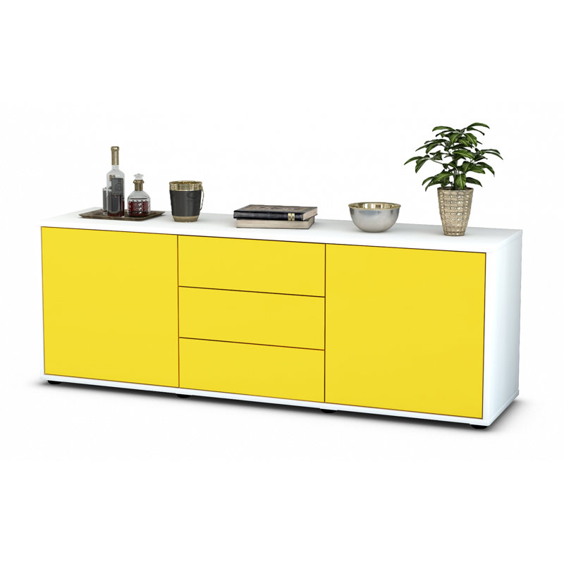Wyble Unfinished TV Stand for TVs up to 60", Yellow / Matte White