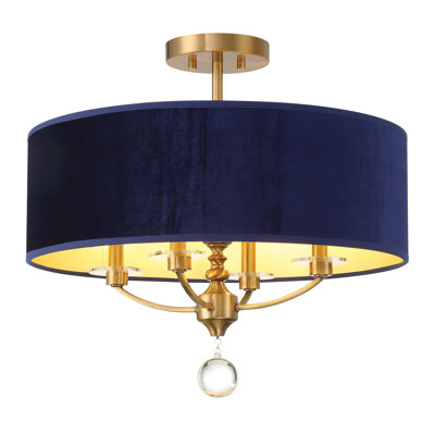 Everly Quinn Yone - 4 Light Semi Flush In Oxidized Aged Brass