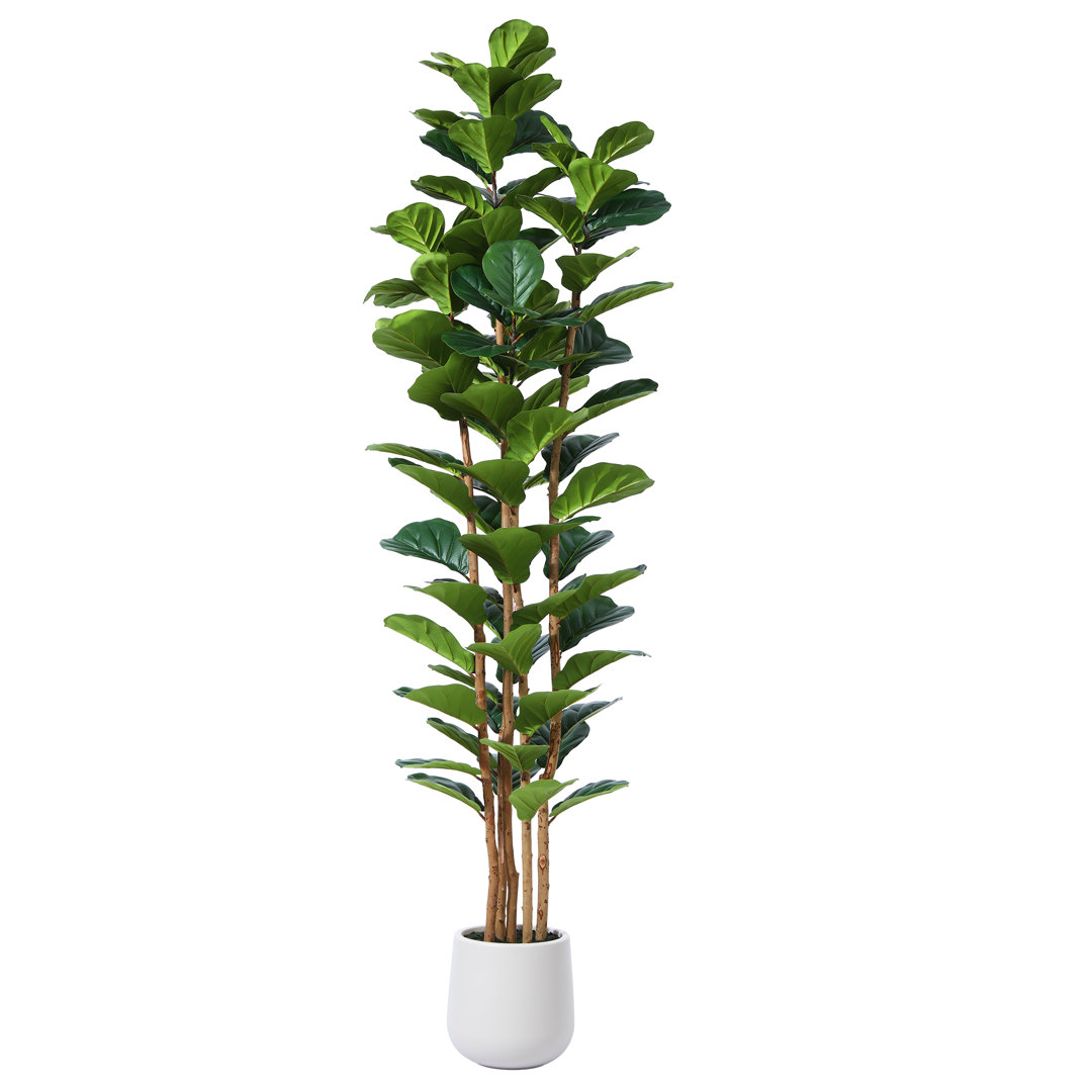 Adarna Artificial Fiddle Leaf Fig Tree with Realistic Leaves and Natural Trunk, Potted Tree AllModern