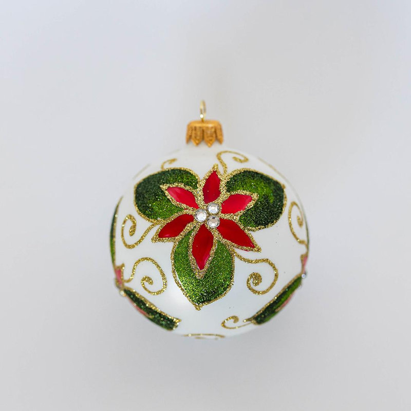 Ornement boule poinsettia et feuilles