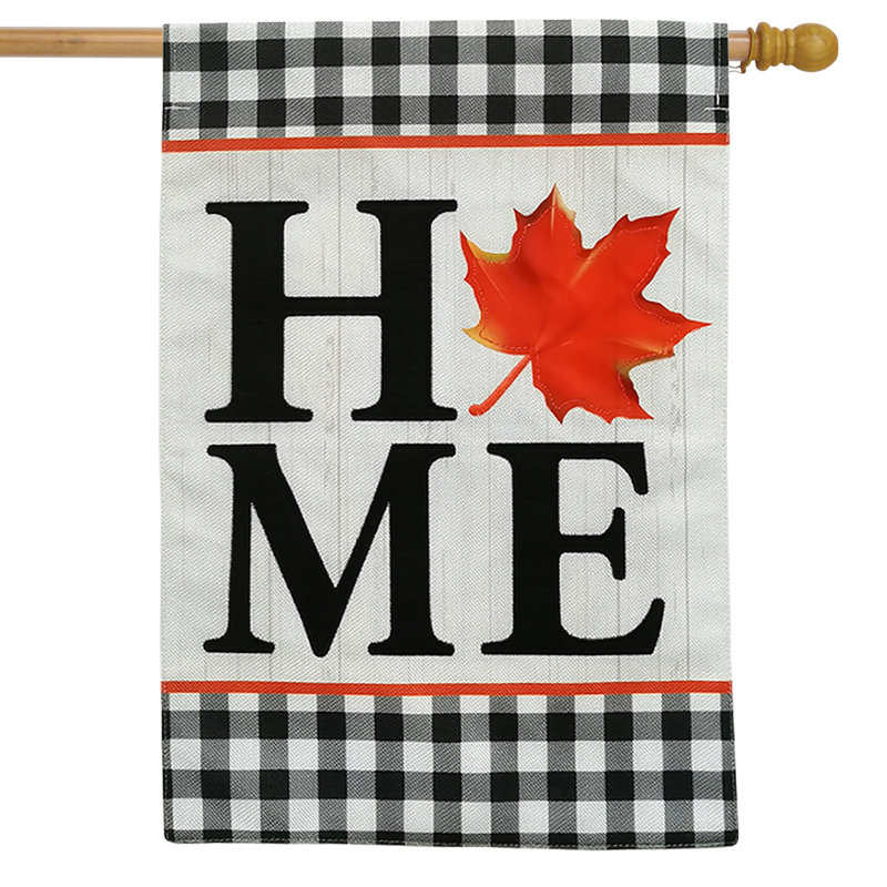 Fall Home Burlap House Flag