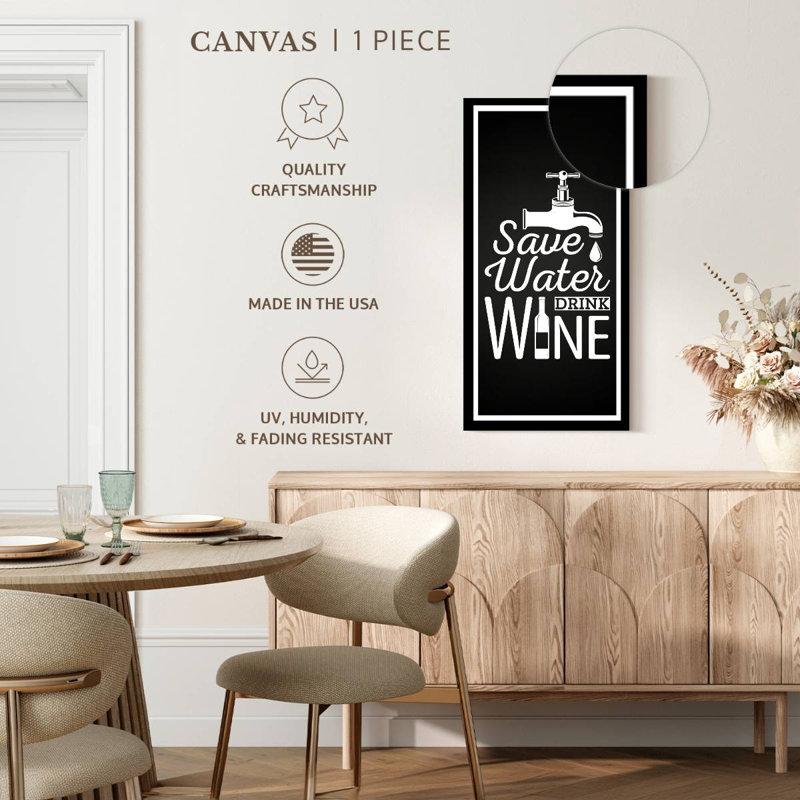 Plaque murale «Save Water Drink Wine», H 24 po x l 12 po