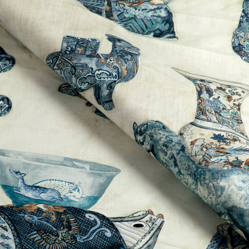 Mindoro Tambelan Print Fabric, Porcelain