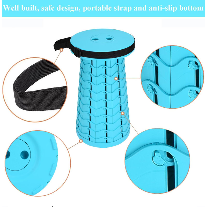 Upgraded Square Collapsible Stool For Adults,Portable Retractable Folding Telescoping Foldable Camping Stool Holds 400Lbs For Outdoor Fishing Hiking Gardening Travel BBQ