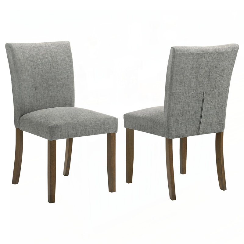 Ensemble de 2 chaises de salle à manger rembourrées, revêtement luxueux, dossier courbé, pieds en bois brun riche, durable et confortable