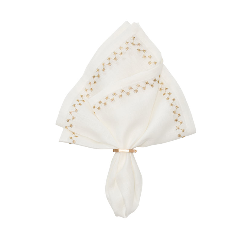 Starry Night Napkin, White/Gold