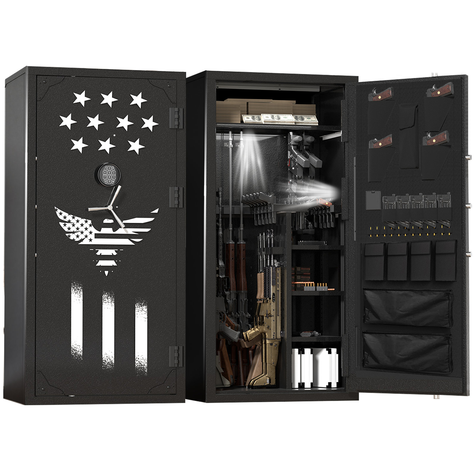 HTOCINQ 29 Gun Safe With Led Light, Password Lock & 180° Open Door ...