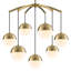 Lustre 7 lumières en verre décalé - douilles E12 pivotantes à 90 °, réglable de 35 à 90 po, structure dorée, 27,4 po de largeur - luminaire de salle à manger moderne