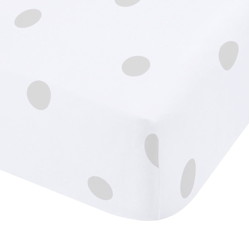 Brushed Polka Dot Cotton Fitted Sheet, Double (4'6), Grey