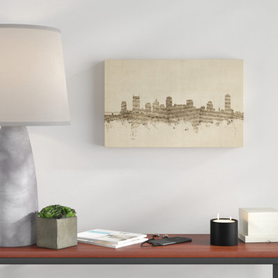 « nashville tennessee music horizon », impression sur toile tendue brun clair/brun
