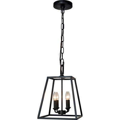 Luminaire suspendu lanterne noir mat à 4 lumières Melin