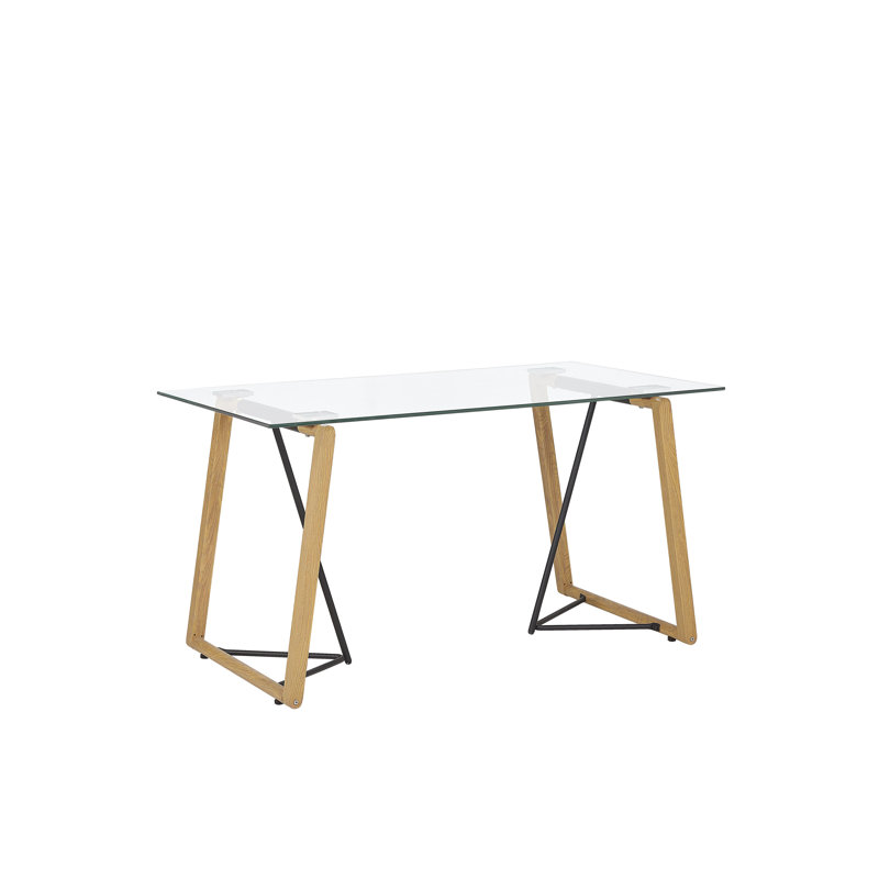 Hannwacker Glass Top Metal Base Dining Table