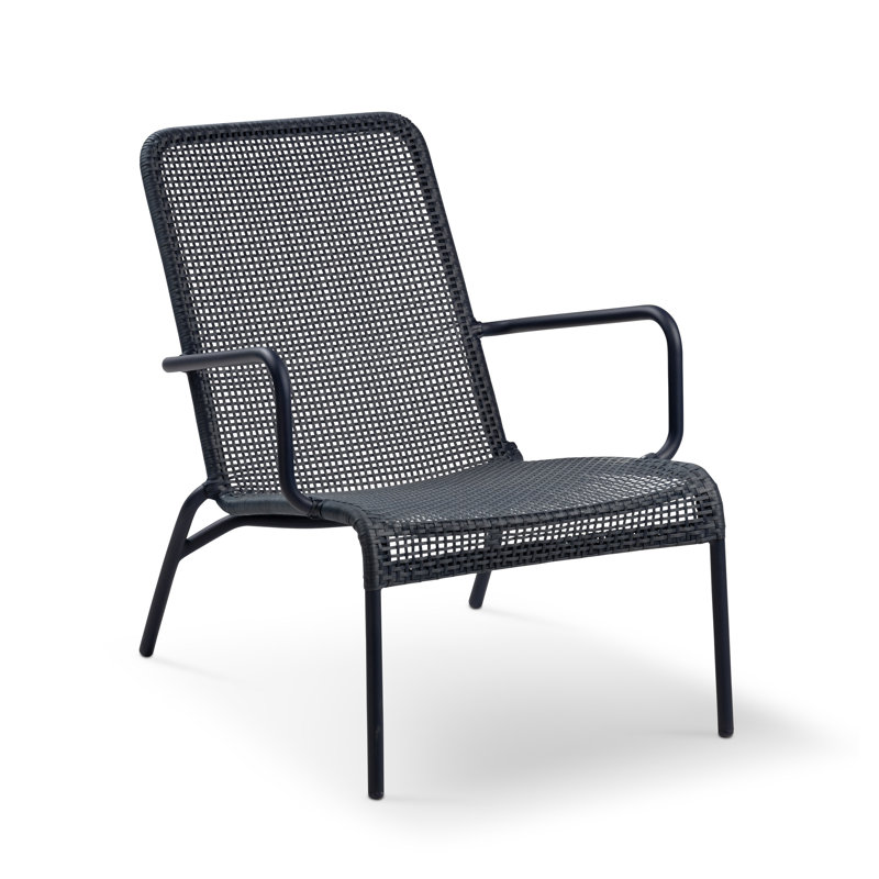 Ludlow Lounge Chair W/ Ottoman, Indigo, Matte Black