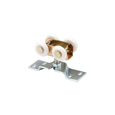 Ensemble de roulettes pour porte coulissante FHC N7410, roulettes en plastique, support en acier, diamètre des roulettes : 25,4 mm (1 pouce), finition blanche.