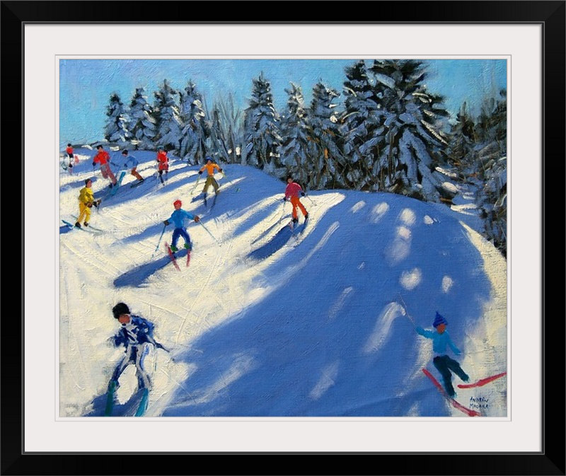 «La Plagne» par Gonzalez, reproduction d'art, H 27 po x l 32 po x P 1 po, Cadre noir