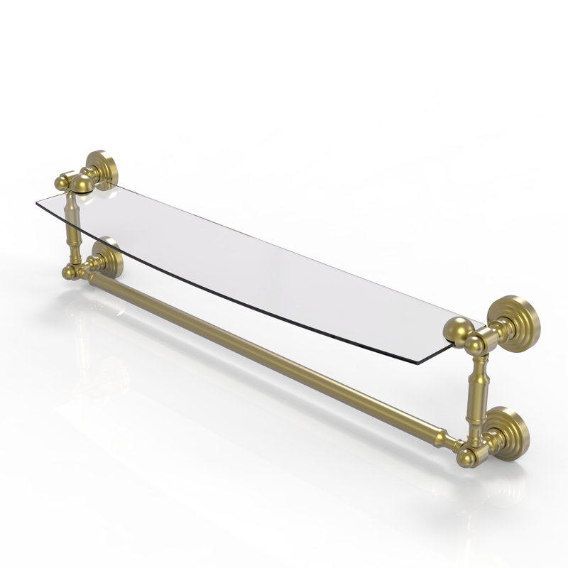 Beresford Bracket Shelf with Towel Bar, 5" H x 25.7" W x 6.1" D, Satin Brass