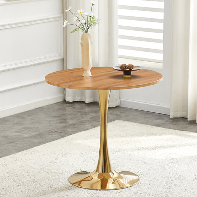 Round Dining Table, 31.5" Circle Tulip Table With Thickened Tabletop & Metal Pedestal, Mid Century Modern Bistro Table