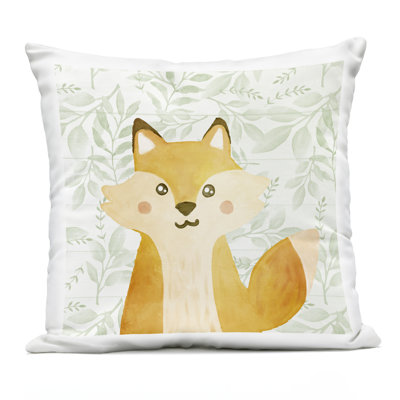 Joyful Fox on Botanicals Design by Kim Allen Outdoor Printed Pillow