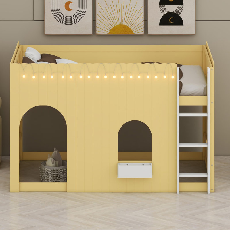 Lit mezzanine avec éclairage DEL décoratif chaud, Primrose Yellow