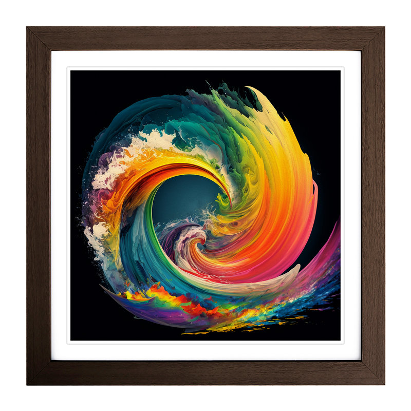 Rainbow Gestural - Framed Print, Walnut