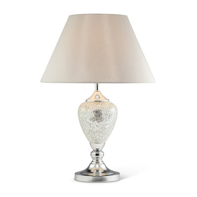 Whitworth 57Cm Silver Crackled Glass Mosaic Grey Table Lamp