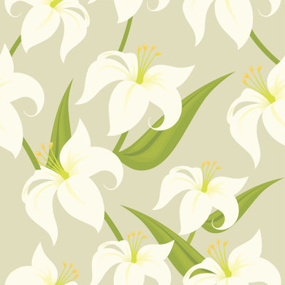 Seamless Easter Lily by Pringletta - Wrapped Canvas Print