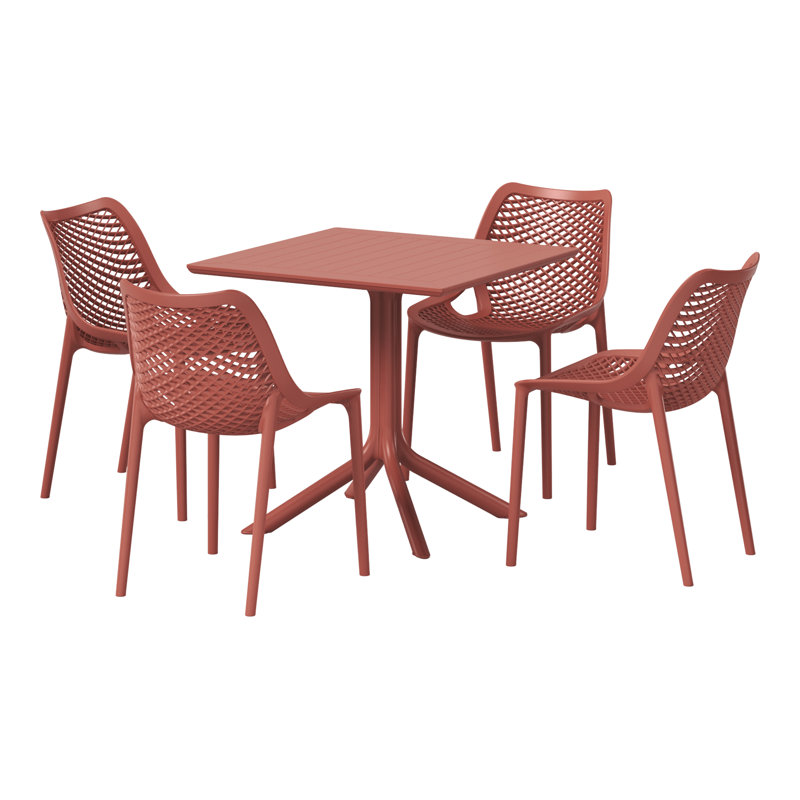 Ensemble repas carré pour 4 personnes, Rouge