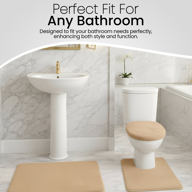 Ensemble de tapis de bain moelleux 3 pièces avec envers antidérapant Soft Comfort