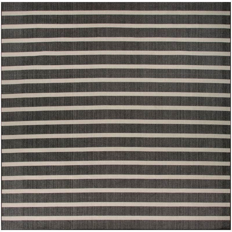 Positano 12' x Square Black Ivory Modern Rug, Square 12', Black