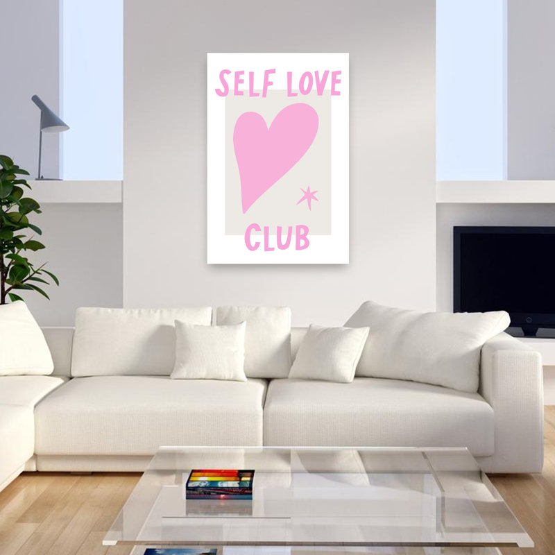 Club d'amour de soi Cœur Art mural contemporain minimaliste architecture moderne paysage Impression, H 48 po x l 32 po