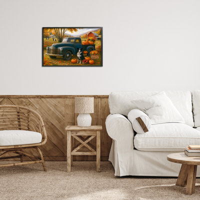 Autumnal Farmland Collie Dog Framed Giclee, design by Tom Crehan