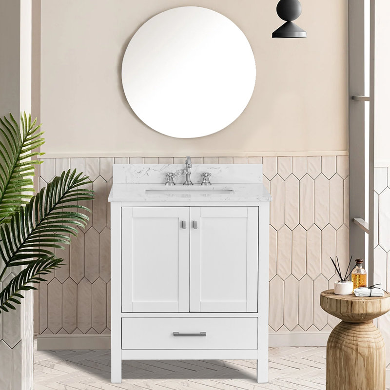 30'' Melitta Vanity, Solid Wood Frame Melitta Storage Cabinet, Freestanding Vanity Top With Basin
