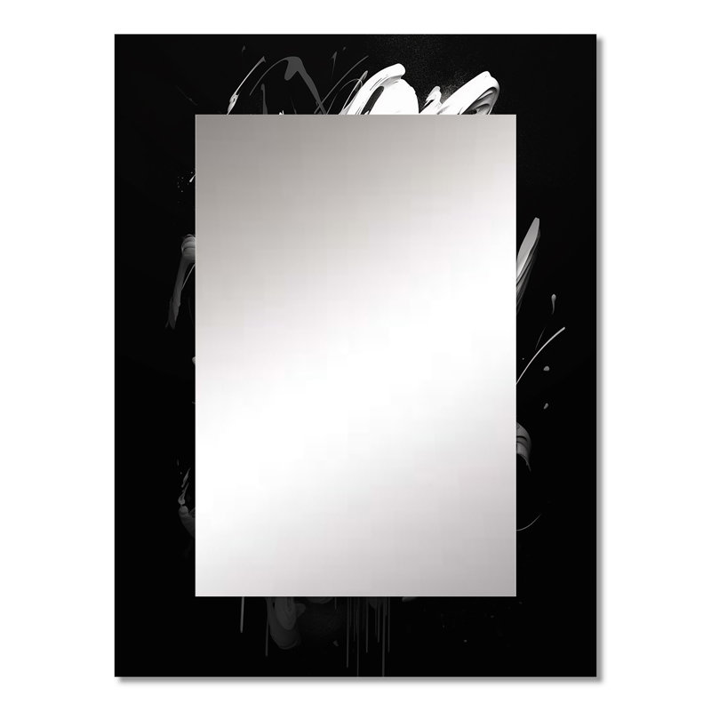 Exploring The Depths Of Black Marble VIII - Geometric Unique Wall Mirror, Modern Mirror, Printed Metal Art, 32" x 24"