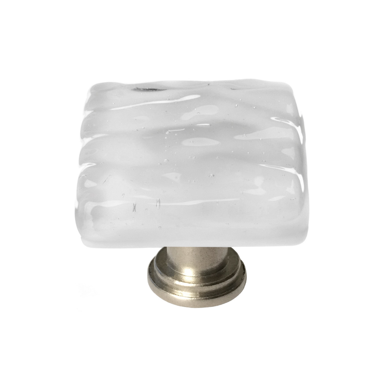 Glacier Square Knob Knob, Satin Nickel, Bluish Gray